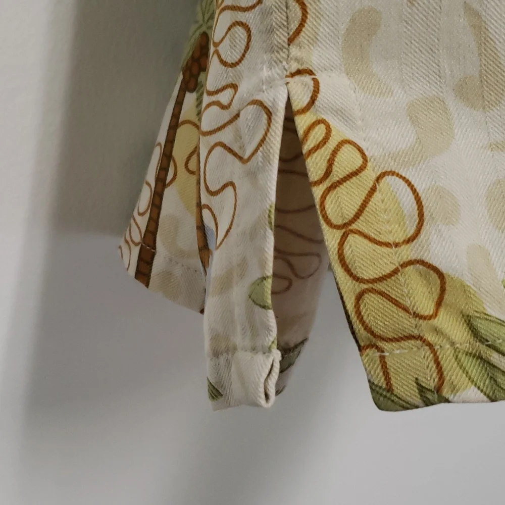 Banana Cabana 100% silk‎ button front shirt size large